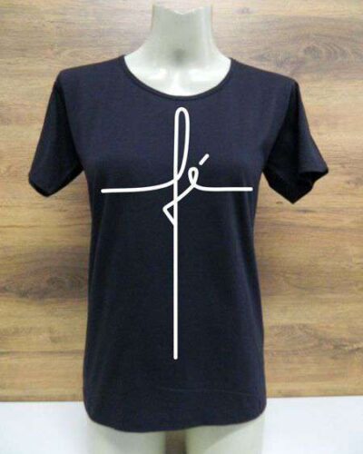 Camiseta Fé Feminina Gospel Esperança Amor religiosa Evangélica 100% Algodão cor Preta