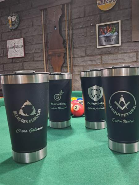 Copo Térmico Personalizado Inox Tampa Abridor Porto Alegre Florianópolis Rio de Janeiro